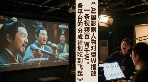 AI三国影视剧人物对口型唱歌玩法，一条视频百W千W播放，各平台的分成计划吃到飞起-一百创业网