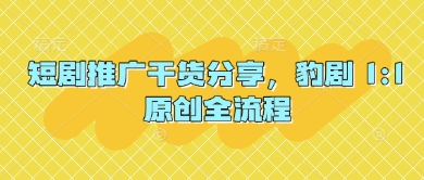 短剧推广干货分享，豹剧 1:1原创全流程-一百创业网