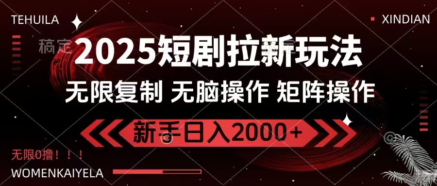 2025短剧拉新玩法，无需注册登录，无限0撸，无脑批量操作日入2000+-一百创业网