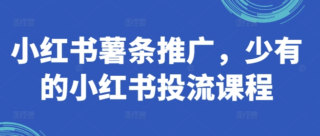 小红书薯条推广，少有的小红书投流课程-一百创业网