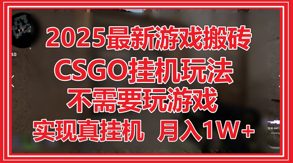 2025最新游戏搬砖，CSGO挂机，不需要玩游戏，实现真挂机，月入1W+-一百创业网