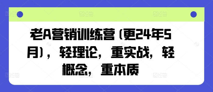 老A营销训练营(更24年8月)，轻理论，重实战，轻概念，重本质-一百创业网