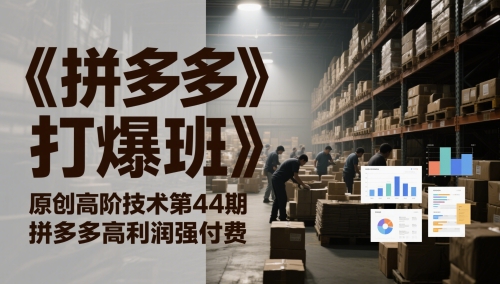 《拼多多打爆班》原创高阶技术第44期，拼多多高利润强付费-一百创业网