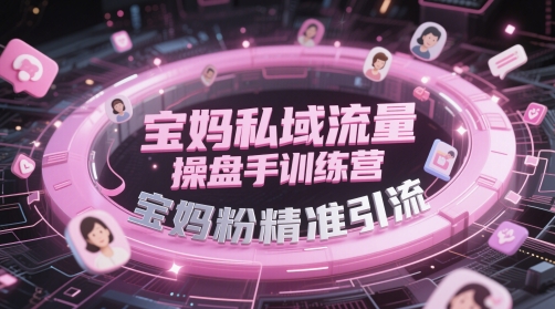宝妈私域流量操盘手训练营，宝妈粉精准引流-一百创业网