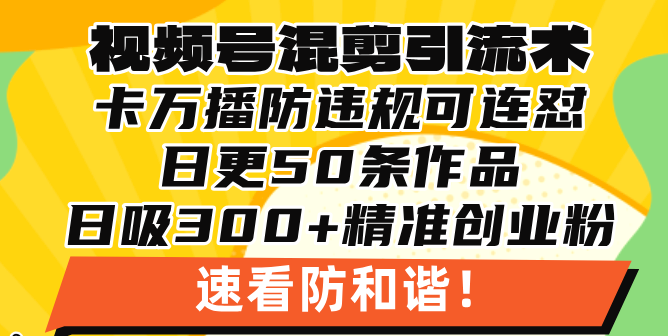 视频号混剪引流技术，500万播放引流17000创业粉，操作简单当天学会-一百创业网