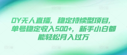 DY无人直播，稳定持续型项目，单号稳定收入500+，新手小白都能轻松月入过万【揭秘】-一百创业网
