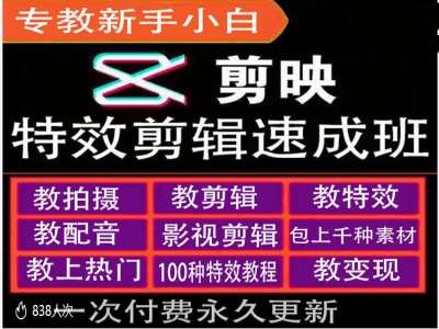 剪映特效教程和运营变现教程，特效剪辑速成班，专教新手小白-一百创业网