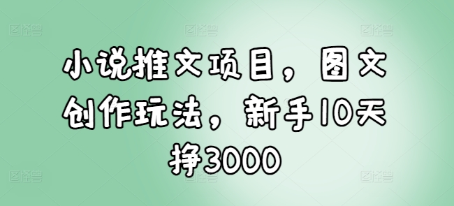 小说推文项目，图文创作玩法，新手10天挣3000-一百创业网