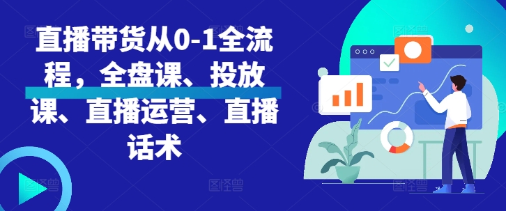 直播带货从0-1全流程，全盘课、投放课、直播运营、直播话术-一百创业网