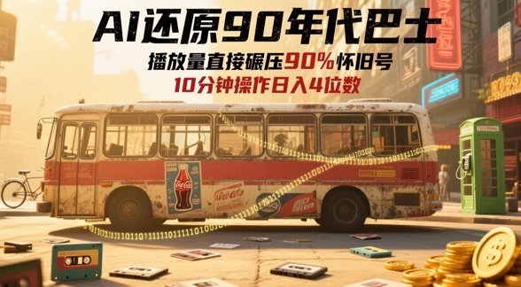AI还原90年代巴士，一帧就让70后泪崩，播放量直接碾压90%怀旧号，每天操作十分钟，日入四位数-一百创业网