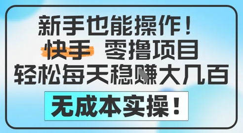 新手也能操作，快手零撸挣米，轻松每天挣2-5张，完全无成本-一百创业网