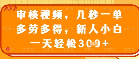视频审核员，几秒一单，不限时间，不限地点，多做多得，新人小白一天轻松几张+【揭秘】-一百创业网