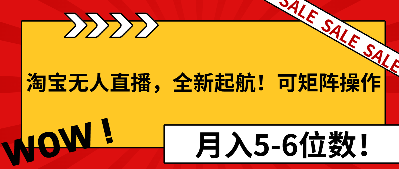 淘宝无人直播，全新起航！可矩阵操作，月入5-6位数！-一百创业网