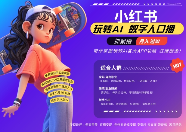 小红书数字人暴力起号，AI改写文案，再也不用费劲录口播，流量火爆月入破W轻松拿捏-一百创业网