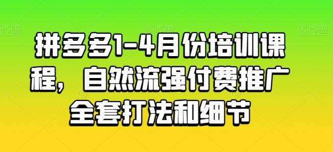 拼多多1-4月份培训课程，自然流强付费推广全套打法和细节-一百创业网