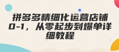 拼多多精细化运营店铺0-1，从零起步到爆单详细教程-一百创业网