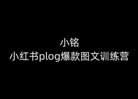 小铭-小红书plog爆款图文训练营，教你从0-1做小红书-一百创业网