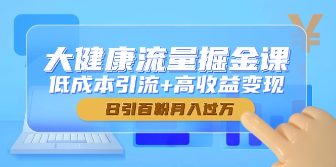 大健康流量掘金课，低成本引流+高收益变现，日引百粉月入过万-一百创业网