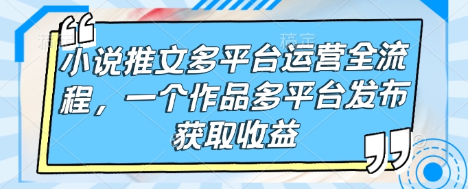 小说推文多平台运营全流程，一个作品多平台发布获取收益-一百创业网