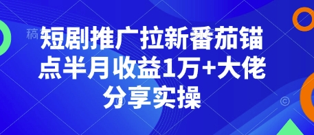短剧推广拉新番茄锚点半月收益1万+大佬分享实操-一百创业网