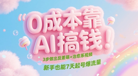 0成本靠AI搞钱！3步做出反差萌+治愈系视频，新手也能7天起号爆流量-一百创业网