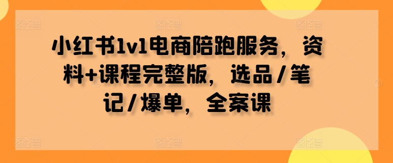 小红书1v1电商陪跑服务，资料+课程完整版，选品/笔记/爆单，全案课-一百创业网