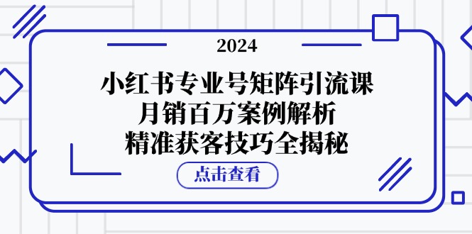 小红书专业号矩阵引流课，月销百万案例解析，精准获客技巧全揭秘-一百创业网