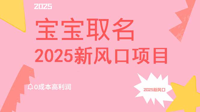 2025新风口项目宝宝取名，0成本高利润，附保姆级教程，月入过万不是梦-一百创业网