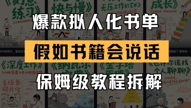 最新爆款拟人化书单玩法，假如书籍会说话，保姆级教程-一百创业网