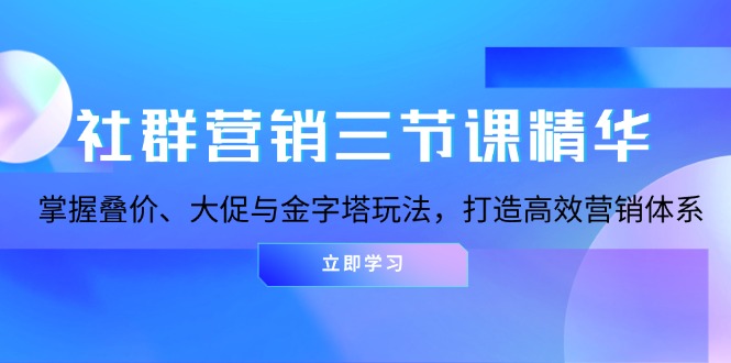 社群营销三节课精华：掌握叠价、大促与金字塔玩法，打造高效营销体系-一百创业网