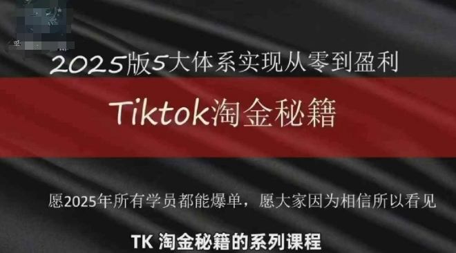 TikTok跨境2025淘金秘籍，?2025TikTok从0到盈利变现-一百创业网