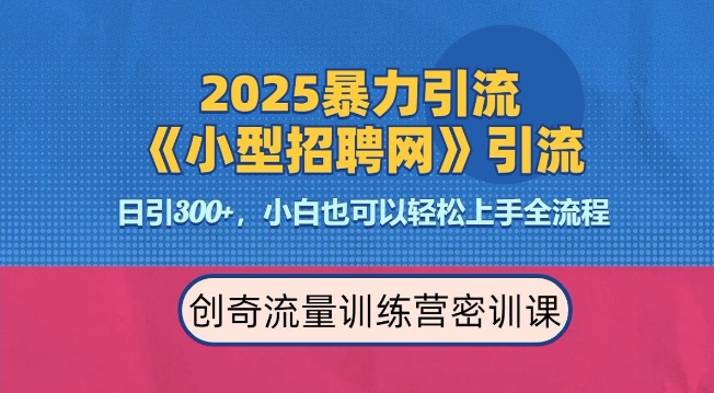 2025最新暴力引流方法，招聘平台一天引流300+，日变现多张，专业人士力荐-一百创业网