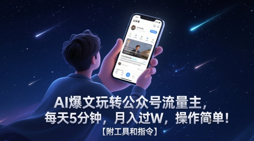 AI爆文玩转公众号流量主，每天5分钟，月入过W，操作简单！【附工具和指令】-一百创业网