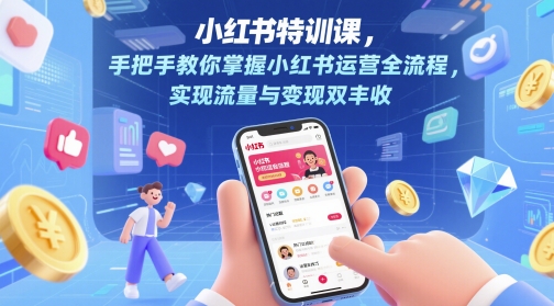 小红书特训课，手把手教你掌握小红书运营全流程，实现流量与变现双丰收-一百创业网