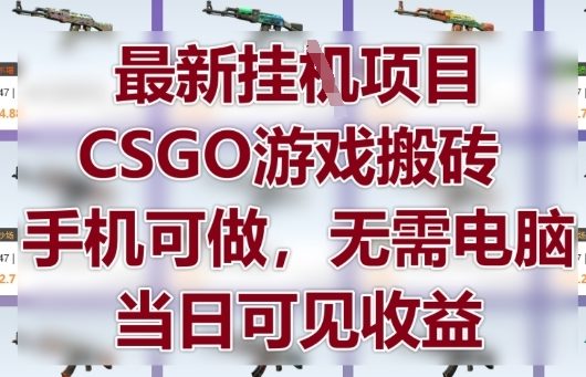 最新挂G项目，CSGO游戏搬砖，手机可做，无需电脑，当日见收益【揭秘】-一百创业网
