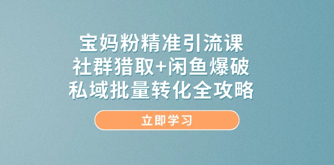 宝妈粉精准引流课，社群猎取+闲鱼爆破，私域批量转化全攻略-一百创业网