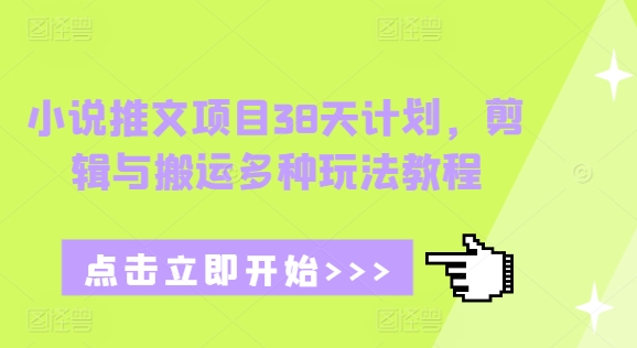 小说推文项目38天计划，剪辑与搬运多种玩法教程-一百创业网