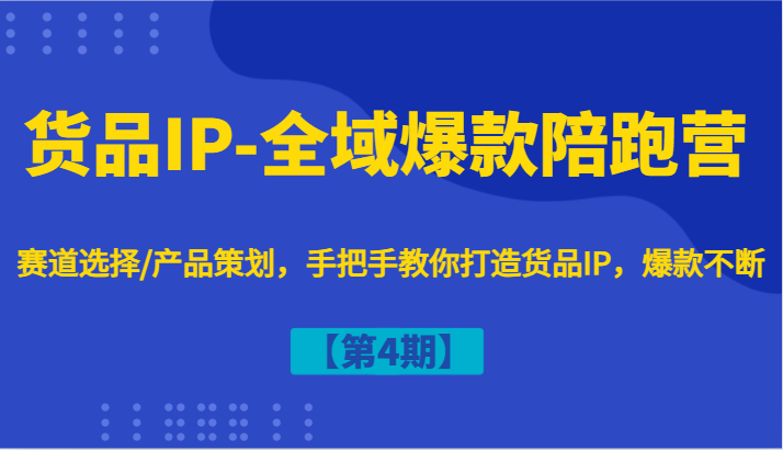 货品IP-全域爆款陪跑营【第4期】赛道选择/产品策划，手把手教你打造货品IP，爆款不断-一百创业网