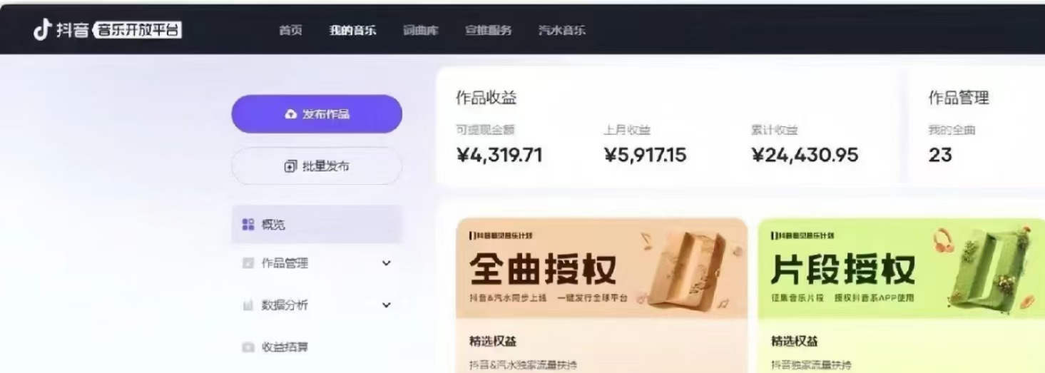 抖音汽水音乐人计划无脑月入5000+操作简单实操已落地-一百创业网