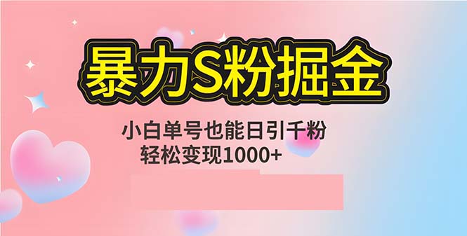 单人单机日引千粉，变现1000+，S粉流量掘金计划攻略-一百创业网