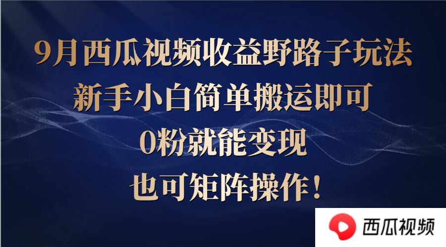 西瓜视频收益野路子玩法，新手小白简单搬运即可，0粉就能变现，也可矩…-一百创业网