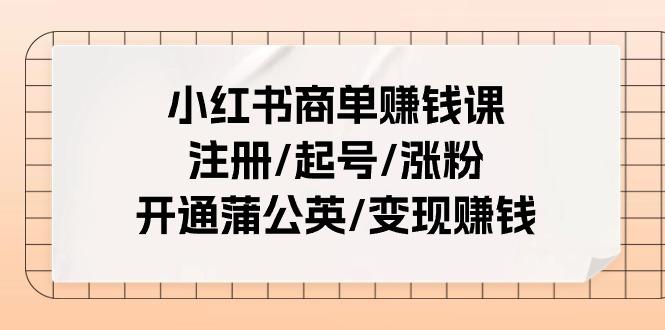 小红书商单赚钱课：注册/起号/涨粉/开通蒲公英/变现赚钱(25节课)-一百创业网