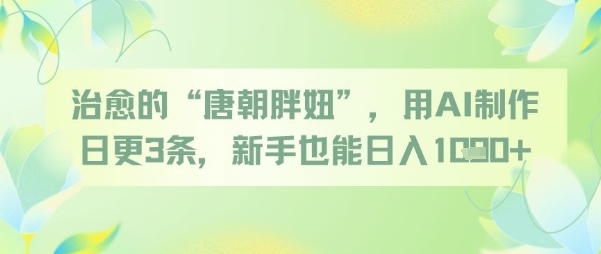 治愈的“唐朝胖妞”，用AI制作日更3条，新手也能日入多张-一百创业网