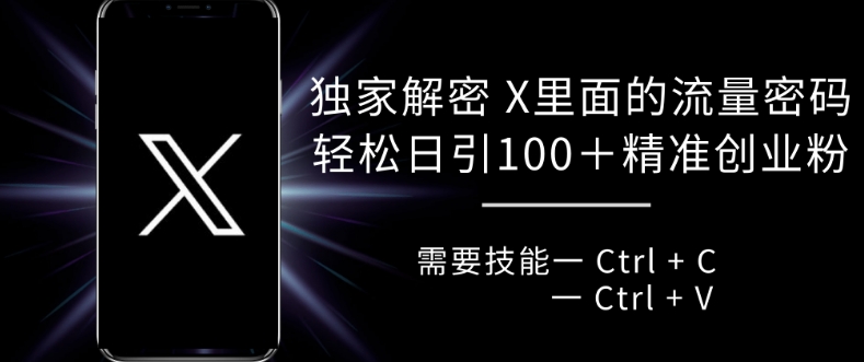 独家解密 X 里面的流量密码，复制粘贴轻松日引100+-一百创业网
