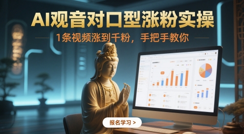 AI观音对口型涨粉实操，1条视频涨到千粉，手把手教你-一百创业网