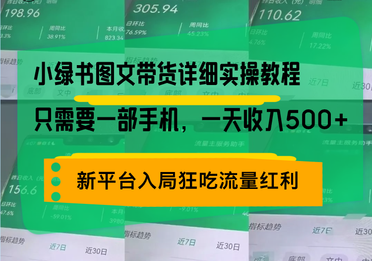 小绿书图文带货详细实操教程，只需要一部手机，一天收入500+，轻松变现-一百创业网