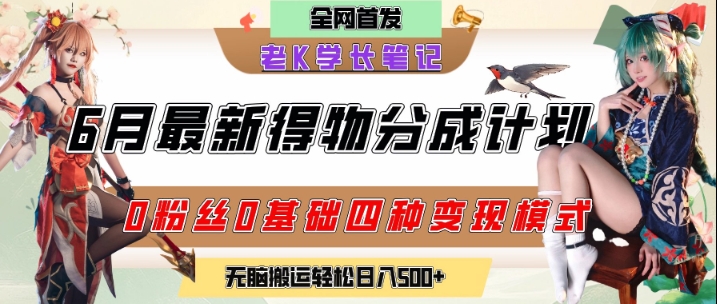 6月份最新得物创作者分成计划2.0玩法，0粉丝0基础四种模式变现，从隐蔽渠道无脑搬运，日入2张-艾客创业网