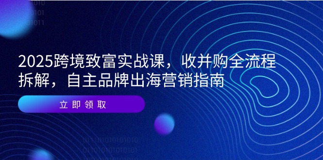 2025跨境致富实战课，收并购全流程拆解，自主品牌出海营销指南-一百创业网