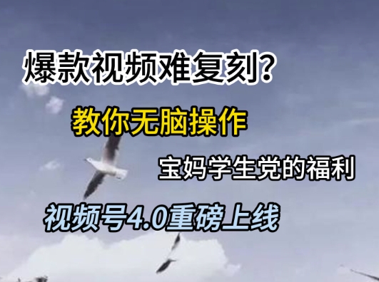 视频号4.0重磅上线，爆款视频难复刻？教你无脑操作宝妈学生党的福利【揭秘】-一百创业网