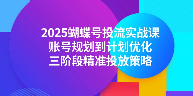 2025蝴蝶号投流实战课，账号规划到计划优化，三阶段精准投放策略-一百创业网